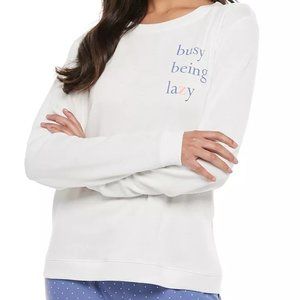 Juniors' SO® Boxy French Terry Pajama Long Slv Tee